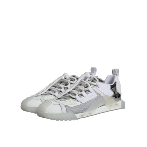 Dolce & Gabbana White Silver Low Top NS1 Sneakers Men's Shoes